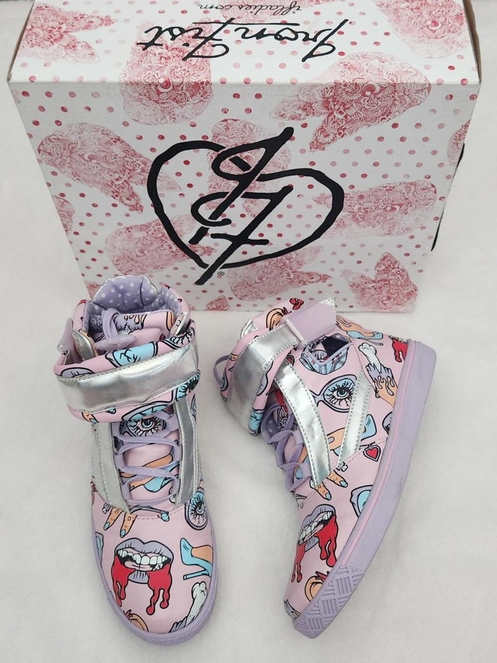 Iron Fist, Glamour GUTS, Pink Lavender and Silver Graphic High-Top Sneakers